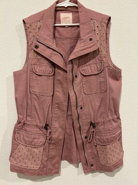 Candie's Mauve Rose Utility Vest with Eyelet Details